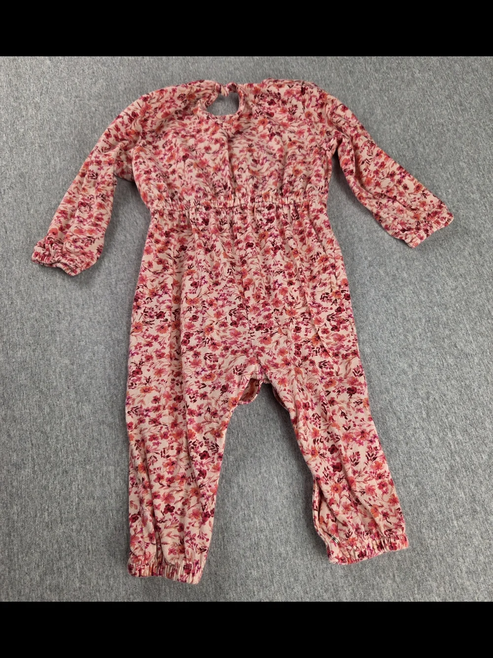 Old Navy Cream Pink Red Floral Long-Sleeve Baby Romper One Piece 6 - 12 M